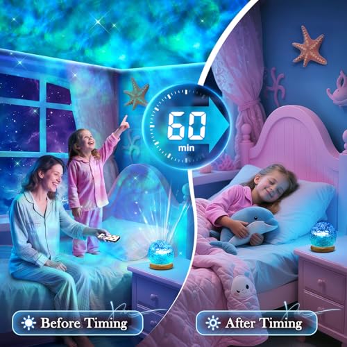 Trendy Valentine's Day Gifts for Teen,18 Colors Northern Lights Projector Mood Lighting,Dimmable Ocean Lamp,Night Light Pr...