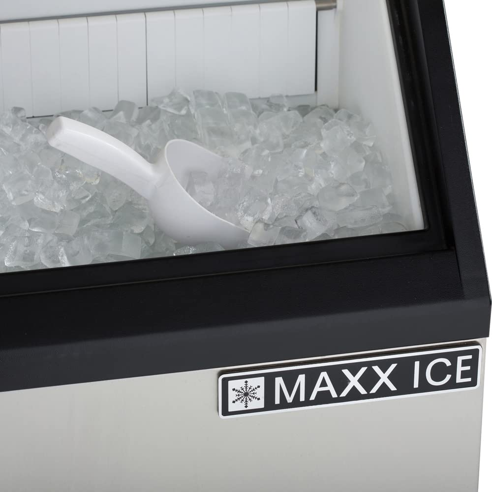 Maxx Ice MIM75 Commercial Ice Maker Machine, Stainless Steel Self-Contained Undercounter Design Makes Bullet Cubes with 25-Pound Storage, 75-lbs, Metallic