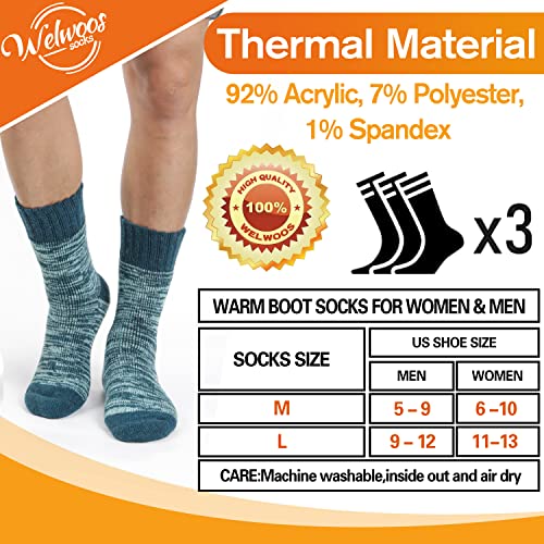 3 Pairs Warm Thermal Socks for Women & Men Winter Ski Thick Boot Insulated Socks for Cold Weather