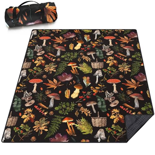 Wruzbxcn Picnic Blankets Waterproof Sandproof Picnic Beach Blanket Foldable Portable Travel Large Vintage Mushroom Camping...