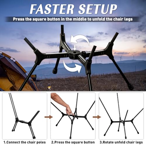 POMOLY Ultralight Camping Chair Folding Backpacking Chair, MOK Lightweight Folding Hiking Chair with Side Mesh Pockets, Co...