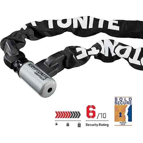 Kryptonite Kryptolok 912 Bike Chain Lock, 4 Feet Long 9mm Steel Chain Heavy Duty Anti-Theft Sold Secure Gold Bicycle Chain Lock with Keys for Bike, Motorcycle, Scooter, Bicycle, Door, Gate, Fence