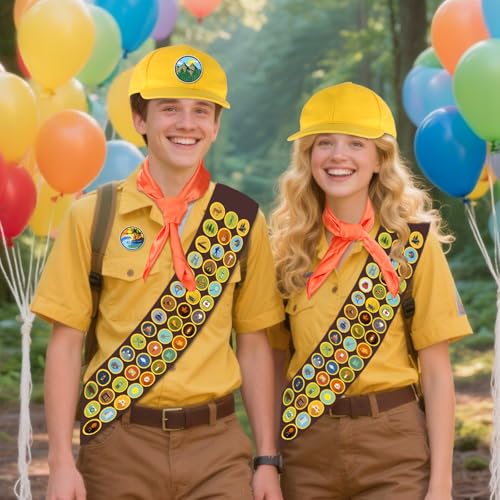 Dreamtop Scout Costume Set, Explorer Costume Accessories with Adventure Sash Patches Hat Neckerchief Flags for Adults Men ...
