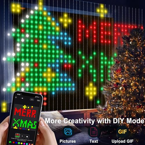 Ariswill Smart Curtain Lights 400 LED, Color Changing Curtain Lights 6.6ft*6.6ft with APP&Remote,Dynamic DIY Fairy String ...