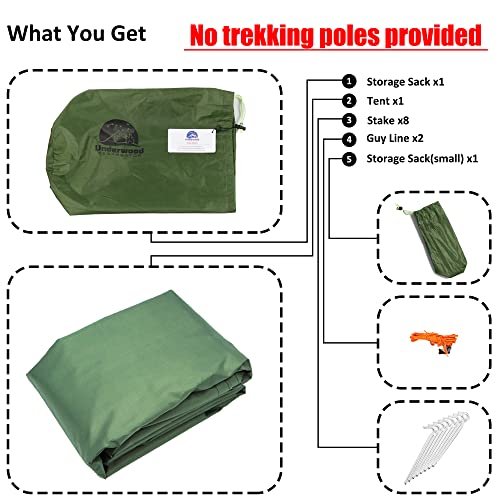 2-Person Trekking Pole Tent for Backpacking - Ultralight A-Frame Backpacking Tent, Two Person Waterproof Hiking Tent for C...
