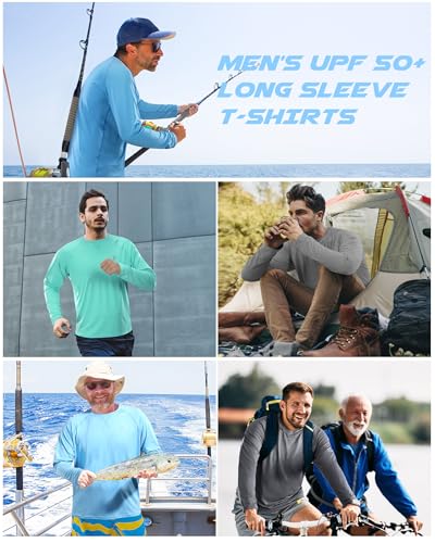UV Protection Long Sleeve Swim Rash Guard, UPF 50+ Sun Shirts for Men,Water Fishing Hiking Beach Outdoor Shirt