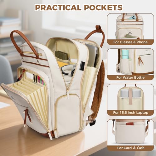 MATEIN Teacher Backpack with Lunch Compartment Detachable, 15.6 Inch Laptop Backpack with USB Port & Organized Pocket, Col...