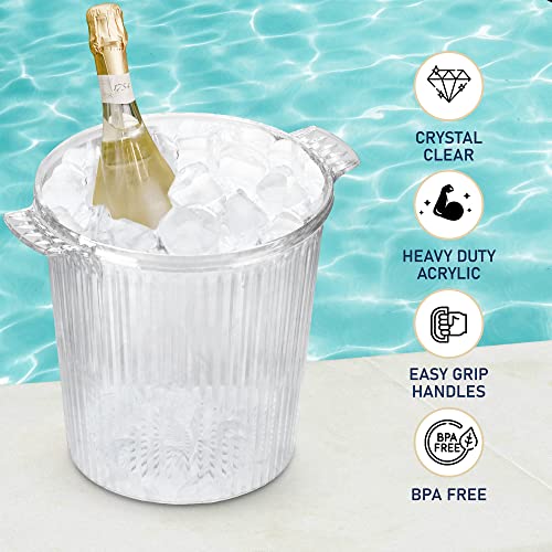 DecorRack 6 Pack Acrylic Ice Buckets with Handles, 2.5 Liter Crystal Clear Wine Buckets, Perfect Champagne Bottle Tubs for...