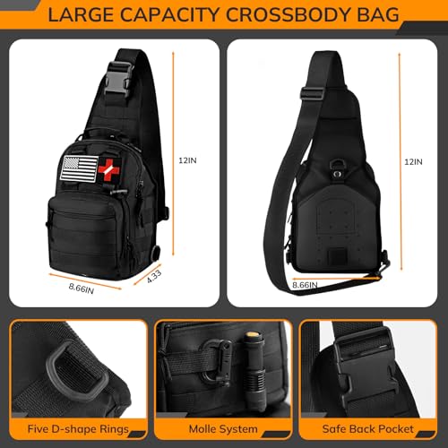 Survival Kit, 250pcs Survival Tools Tactical Gear and Trauma Bag, Survival First Aid Kit with Molle Crossbody Bag & Emerge...