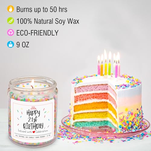 Homsolver 21st Birthday Gifts for Her, Perfect Ideas Happy Birthday Presents for Women, Friends, Sister, Daughter, Vanilla Cream Scent Handmade Aromatherapy Candle Decorations