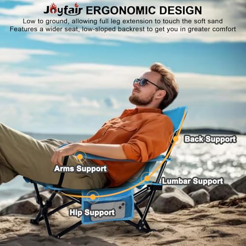 Joyfair Beach Camping Chair (2 Pack), Outdoor Folding Chair for Adults, Heavy Duty Portable Chair with Armrest for Outside...