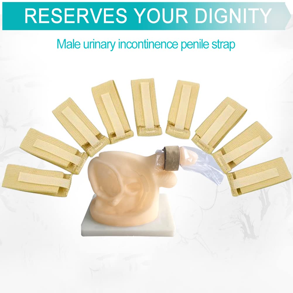 Male External Catheter Strap Leak Free Penile Clamp Fully Adjustable Urinary Sheaths Fixer Band for Prostate Surgery Prostatectomy Reusable Washable Incontinence Supplies(Pack of 10)