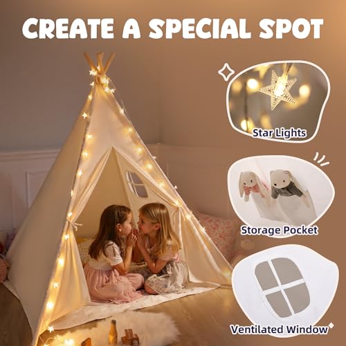 Kids Teepee Tent for Kids, Kid Play Tents for Girls & Boys, Gifts Playhouse for Indoor Outdoor Games, Toddler Toys House f...