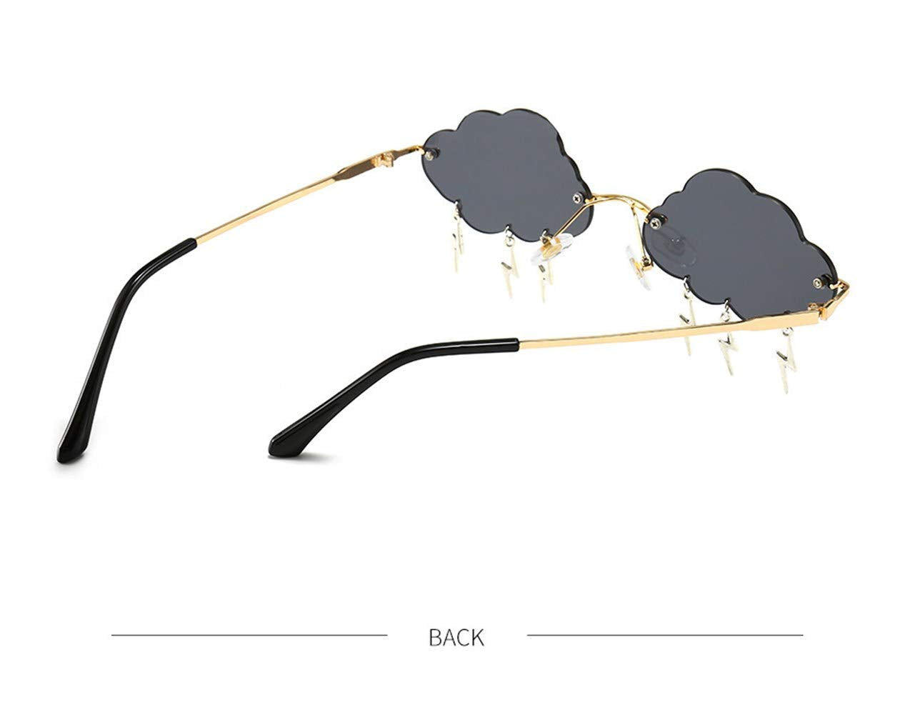 ENTHYI Cloud lightning Sunglasses for Women/Men Rimless Wave Glasses Eyewear for Party Rimless Sun glasses (black)