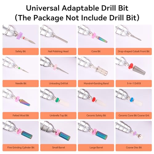 Makartt Nail Drill Handpiece for Up200 Machine:Professional Electric File Remove Gel Polish Poly Nail Gel Black B-05 Removing for Removing Acrylic Nail Polish Acrylic Nail Tools Black