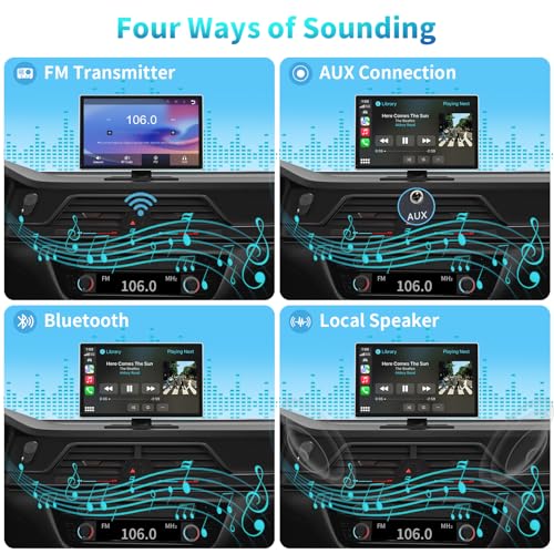Madoec Portable Apple Carplay Screen for Car, 9" Wireless Apple Carplay & Android Auto,4K Dash Cam,1080p Backup Camera DV...