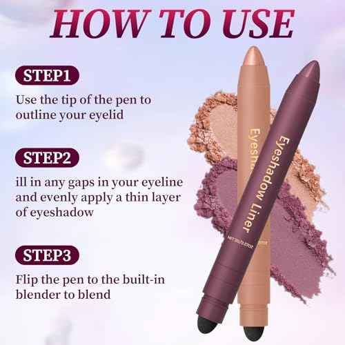 Shadow Liner 2-in-1 Eyeliner Eyeshadow, Shadow Liner Duo Plum, Eyeliner + Eyeshadow, Waterproof, Long-Lasting & Smudge-Proof Wear, Smooth, Easy to Color
