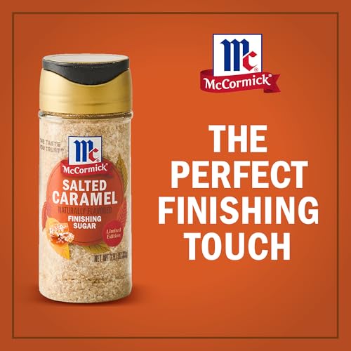 McCormick Finishing Sugar, Salted Caramel, Limited Edition, Creamy Caramel Flavor with a Touch of Salt, For Coffee, Ice Cream, Brownies, Popcorn, Hot Cocoa, and More, 3.81 oz