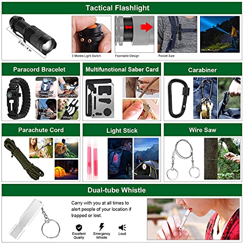 Emergency Survival Kit and First Aid Kit, 142Pcs Professional Survival Gear and Supplies Equipment with Molle Pouch, Gift ...