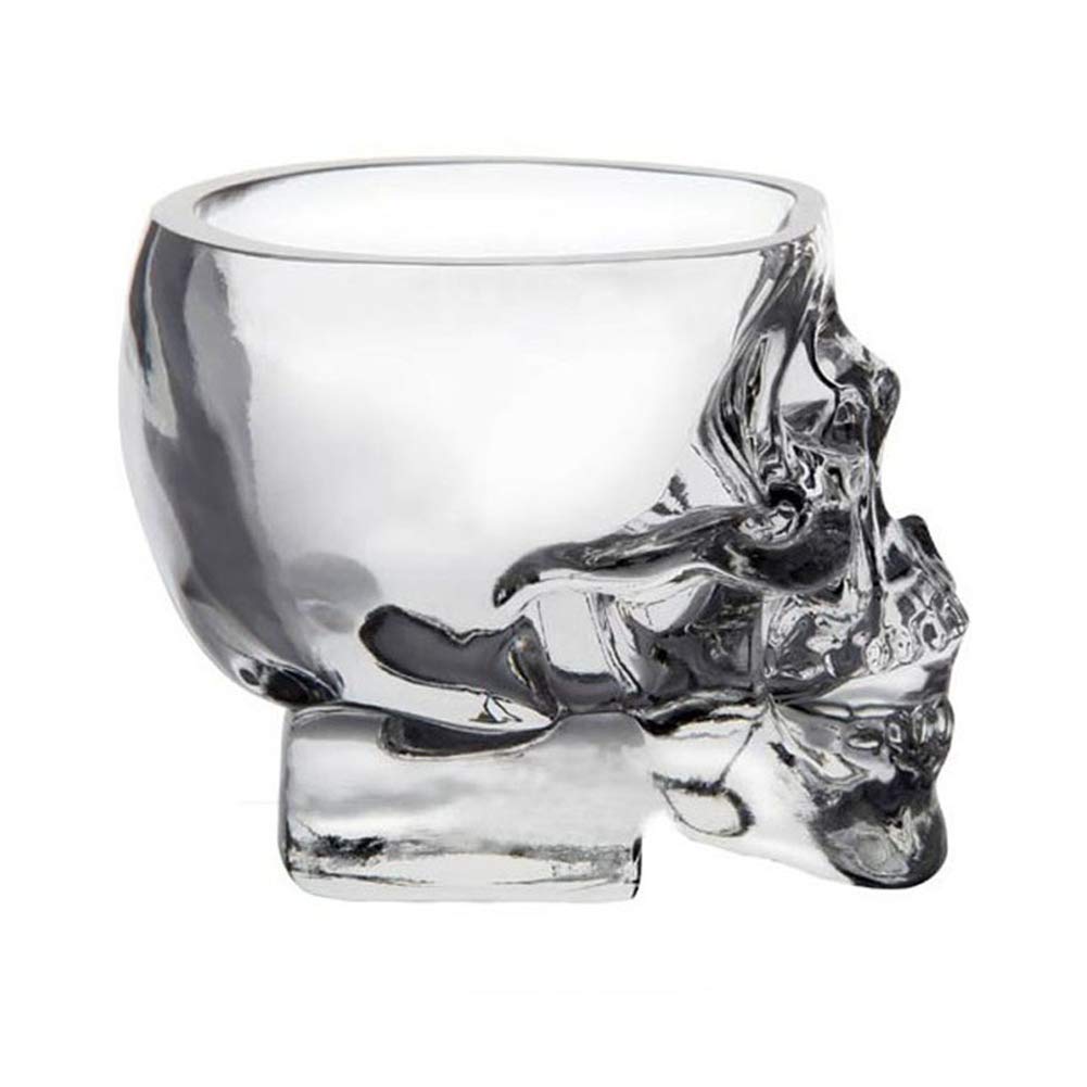 URMAGIC 4 Pcs Skull Shot Glasses, 2.5 Oz Crystal Skeleton Cup, Halloween Drinkware Supplies, Skull Shaped Clear Glass Cup, Whiskey Glasses for Men