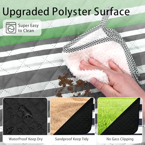 HX&OD Extra Large Picnic Blanket Outdoor 80”x80” Waterproof Picnic Mat Foldable 3-Layer Camping Blanket Portable with Carr...