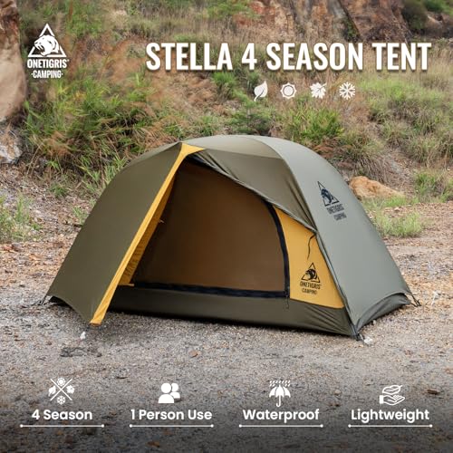 OneTigris Stella 4 Season Camping Tent Backpacking 2 Person Waterproof Lightweight Easy Setup Instant 3000mm Waterproof Ra...
