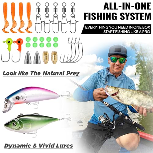 PLUSINNO Fishing Rod and Reel Combo,Fishing Pole,Telescopic Fishing Rod Kit with Spinning Reel, Telescopic Fishing Pole wi...