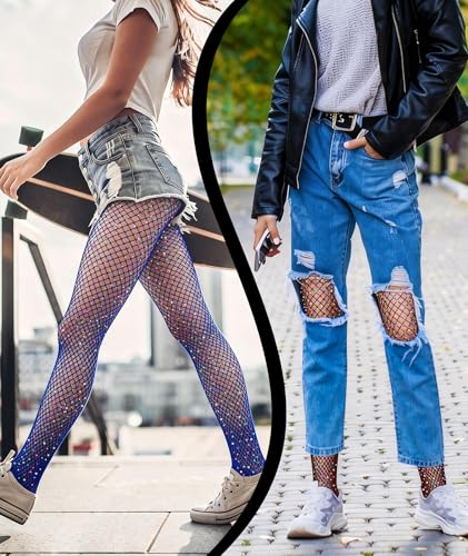 MEEZY Fishnet Stockings Colored Sparkly Tights, Shiny Tights High Elastic Glitter Stockings Pantyhose for Music Festival