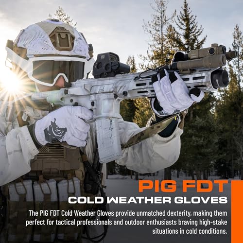 PIG Full Dexterity Tactical Cold Weather Gloves, Insulated, Touchscreen Compatible, Silicone Grip, for Shooting, 1 Pair