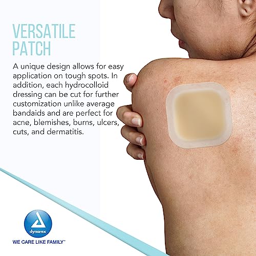 Dynarex DynaDerm Hydrocolloid Dressings, Sterile Moist Bandages, 2" x 2," Thin & Latex-Free, Peel-Down Patches, 1 Case - 12 Boxes of 20 DynaDerm Hydrocolloid Dressings
