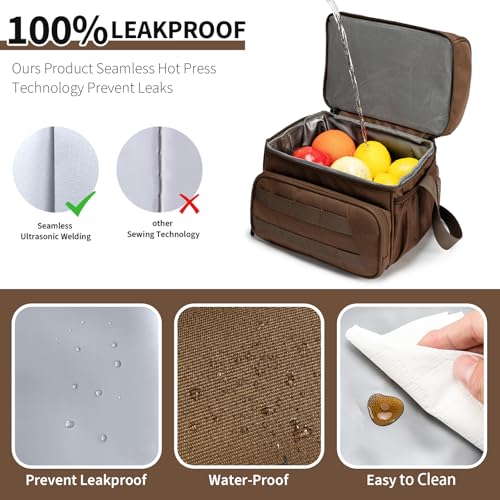 NOL Natural Organic Lifestyle Two Compartment Lunch Cooler Bag for Men, Men's Insulated Lunch Bag, Leakproof Double Decker...