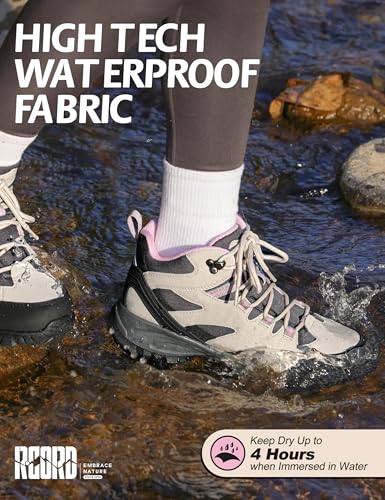 R CORD Hiking Boots Women Waterproof Womens Hiking Boots Ankle Support Hiking Boots for Women Durable Hiking Boot for Outd...