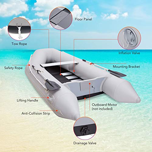 CO-Z 10 ft Inflatable Dinghy Boats with Aluminium Alloy Floor, 4 Person Portable Boat Raft, Inflatable Touring Kayak for A...
