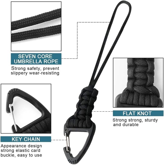 NewBEP 5 Pack Paracord Lanyard Keychain, Triangle Buckle Lock Clip Hook Strap Clasp Parachute Rope Hanging Carabiner for O...
