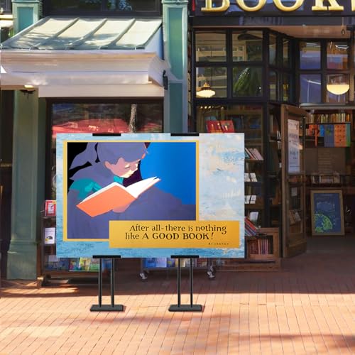 GERTSOUND Heavy Duty Sign Stand, Floor Poster Board Stand, Adjustable Metal Sign Holder Height Up to 60 Inches and 180° Ro...