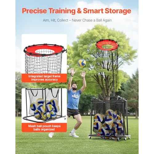VEVOR Volleyball Training Net System,8 * 11/12 * 11ft/Pitching Practice/Spiking Practice/14 Net,Portable Net Station, Easy Setup Indoor Outdoor Target Net for Serving Spiking Setting
