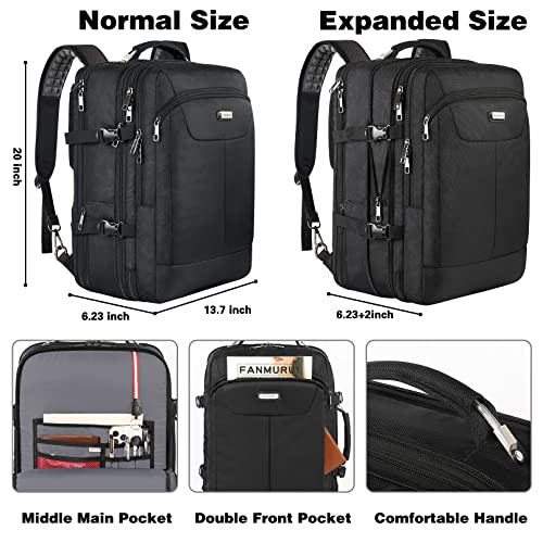 Carry on Backpack, Extra Large 50L Airline Approved TSA Travel Backpacks with 3 Packing Cubes for Women Men, USB Charging ...