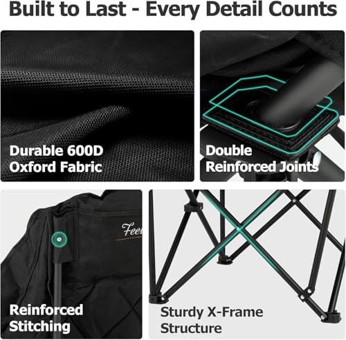 Overmont Heated Oversized Camping Chair for Adults - 3 Heat Levels Seat & Back Separately Control - 400lbs Support Heavy D...