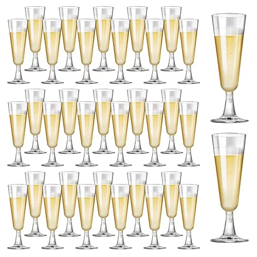 SUREHOME Plastic Champagne Flutes 40 Pack Disposable Champagne Glasses 5oz Clear Plastic Mimosa Glasses Wedding Cocktail C...