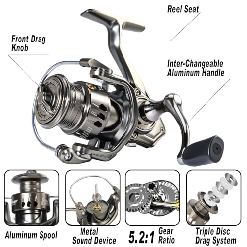 Sougayilang Fishing Rod and Reel Combo – 5.9FT Telescopic Carbon Fiber Fishing Pole with 12+1 BB Spinning Reel, Saltwater ...