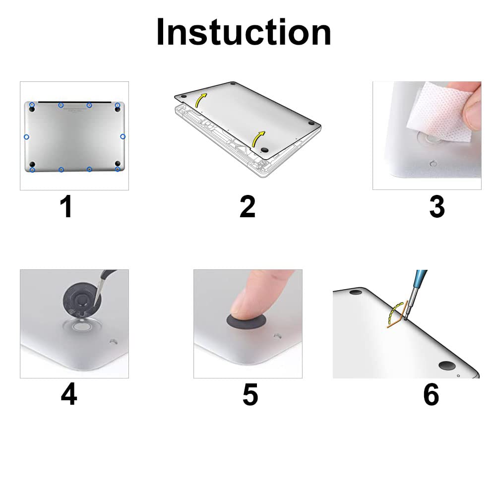 SLAUNT 4 Pack Rubber Feet and Replacement Bottom Case Screws Screwdriver Kit Set Compatible with Mac Book Pro 13" 15" 17" A1278 A1286 A1297 (Not for Retina Display)