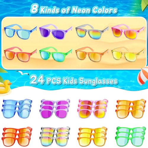GKTZ Kids Sunglasses Party Favors - Boys Girls Age 3-8 Birthday Goodie Bags Stuffers, Neon Sunglasses with UV 400 Protecti...