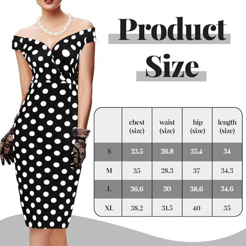 JenPen 5 Pcs Halloween Vintage Polka Dot Dress for Women 1950s Derby Tea Party Attire Retro Pencil Bodycon