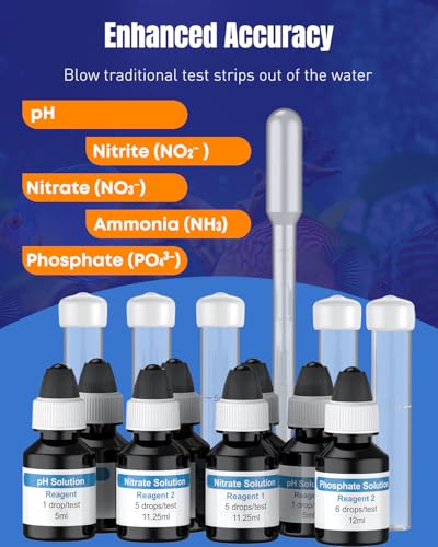 Pawfly 5 in 1 Aquarium Water Master Test Kit, Aquarium Water Test Kit Fish Tank Water Testing Kit for pH Nitrite Nitrate A...
