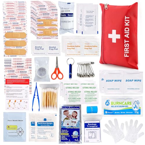 First Aid Kit for Home Car Travel 107 Piece Emergency Kits for Hiking Camping Small Trauma Kit for Boat Vehicle Lightweigh...