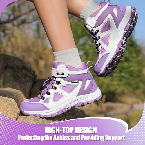 R CORD Kids Hiking Boots Waterproof & Breathable, Durable TPR Traction Outsole, Anti-Skid, Athletic Drawstring Closure, Un...