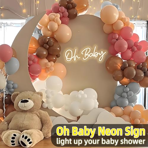 Oh Baby Neon Sign for Backdrop Wall Decor, Boy and Girl Baby Shower Decorations Led Light up Sign for Party Decor, Warm Wh...