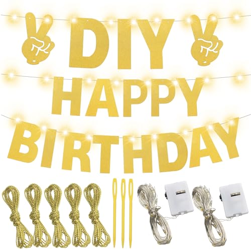 167Pcs DIY Glitter Customizable Banner Kit Custom Banner Happy Birthday Personalized Letter Banners Decor for Christmas Ba...
