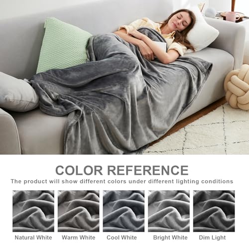Hansleep Fleece Blanket Twin Size Grey, Soft Cozy Twin Blanket, Fuzzy Flannel Blanket for Bed, Sofa, Couch, Travel, Campin...