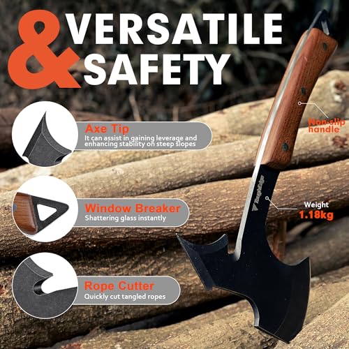 ToughEdge Tomahawk Axe Hatchet with Leather Sheath & Gift Box - Multi Functional Camping & Survival Outdoor Tool Gadgets